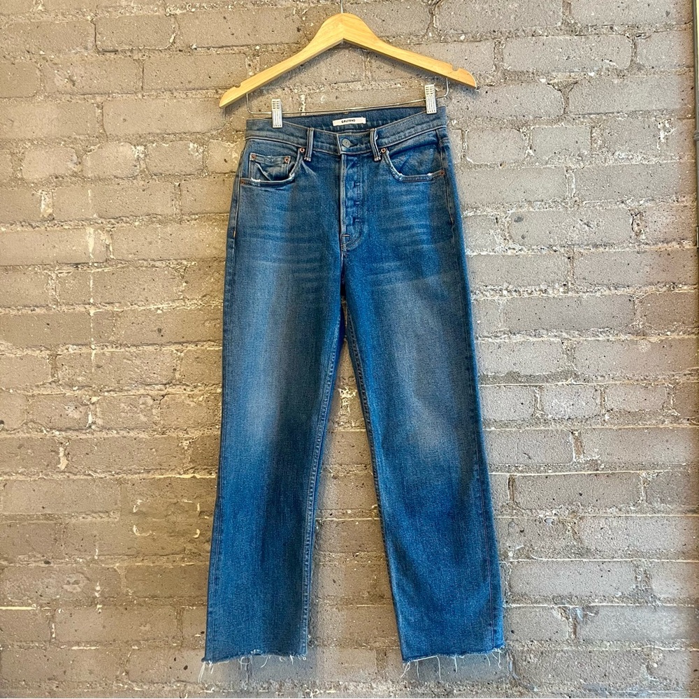 Grlfrnd Helena High-Rise Straight Crop in Groovy Situation - Size 25